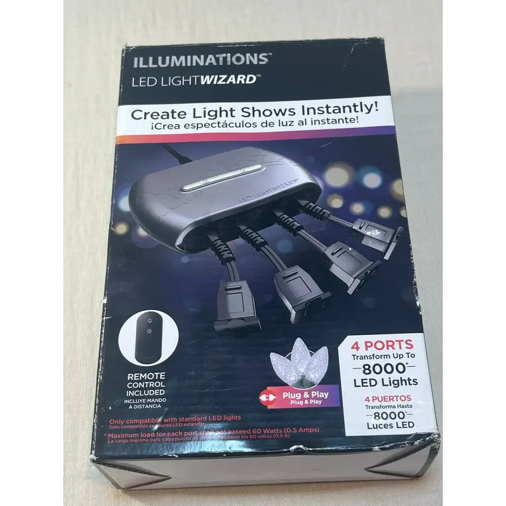 NWT Illuminations LED Light Wizard $ Ports Plug And Play Show 8000 Lights Remote